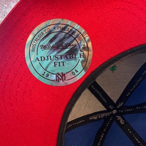 Seattle Seahawk Mitchell & Ness Vintage NFL Flat Bill Hat Cap Red & Blue - Picture 10 of 10